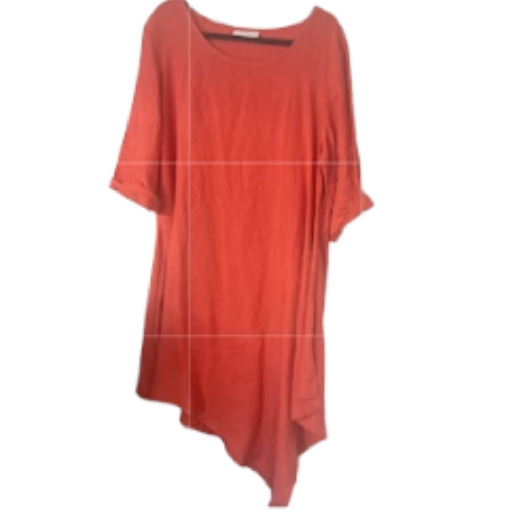Bryn Walker Naida Linen Lagenlook Minimalist Burnt Orange Dress USA  Size XL